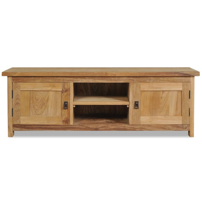 Meuble Tv Teck Massif 120X30X40 Cm Gris