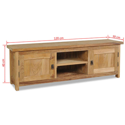 Meuble Tv Teck Massif 120X30X40 Cm Gris