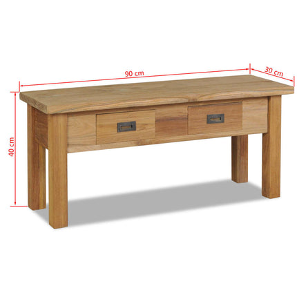 Banc D'entrée Teck Massif 90 X 30 X 40 Cm Gris