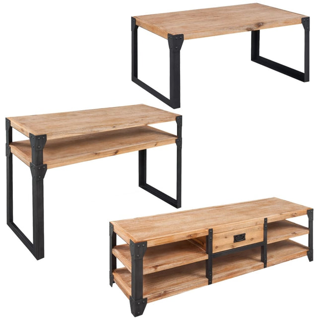Mobilier De Salon 3 Pièces Bois D'acacia Massif
