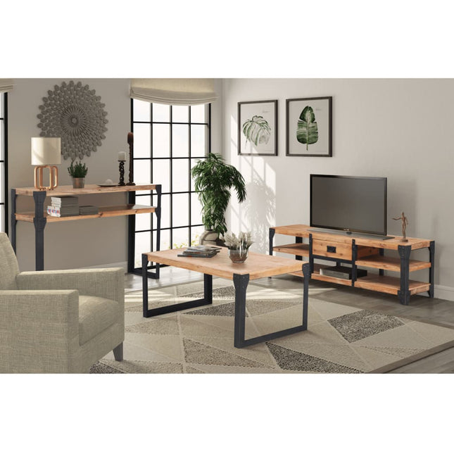 Mobilier De Salon 3 Pièces Bois D'acacia Massif
