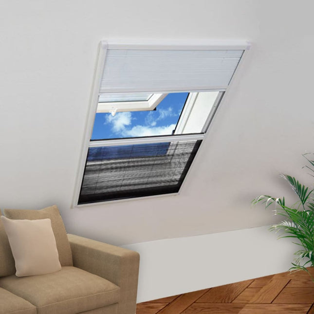 Moustiquaire Plissée Pour Fenêtre 160 X 110 Cm Avec Store Occultant