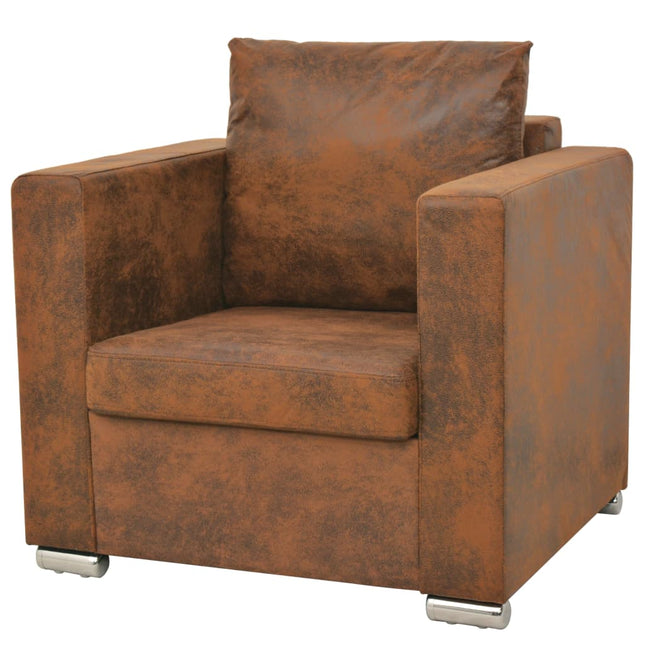 Fauteuil Marron 82 X 73 X 82 Cm En Similicuir Suédé