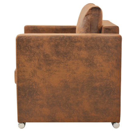 Fauteuil Marron 82 X 73 X 82 Cm En Similicuir Suédé