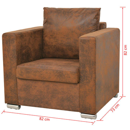 Fauteuil Marron 82 X 73 X 82 Cm En Similicuir Suédé