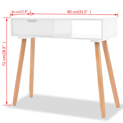 Table Console Bois De Pin Massif 80 X 30 X 72 Cm