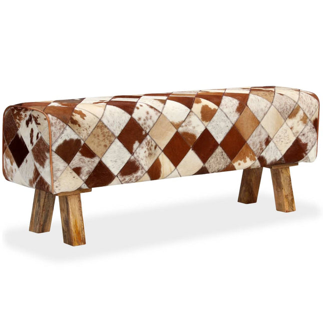 Banc Cuir Véritable De Vache Motif De Losange