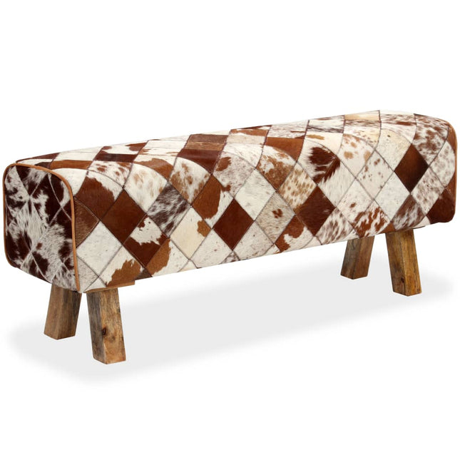 Banc Cuir Véritable De Vache Motif De Losange