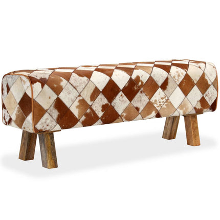 Banc Cuir Véritable De Vache Motif De Losange