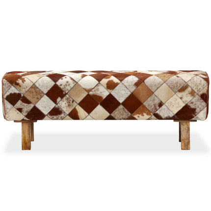 Banc Cuir Véritable De Vache Motif De Losange