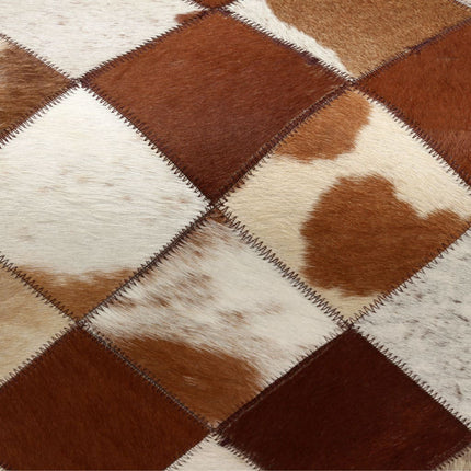 Banc Cuir Véritable De Vache Motif De Losange