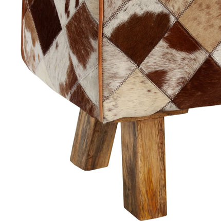 Banc Cuir Véritable De Vache Motif De Losange