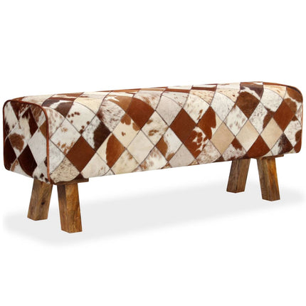 Banc Cuir Véritable De Vache Motif De Losange