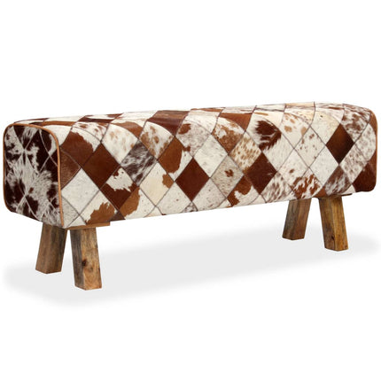 Banc Cuir Véritable De Vache Motif De Losange