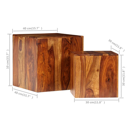 Ensemble De Table Basse 2 Pcs Bois Massif 40X40X40 Cm