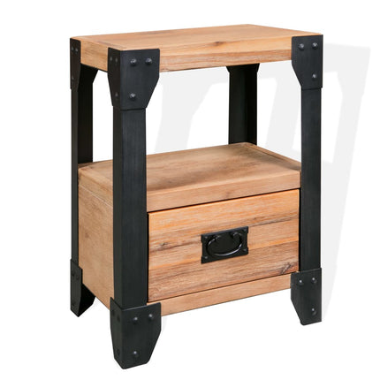 Table De Chevet Bois D'acacia Acier 40 X 30 X 54 Cm