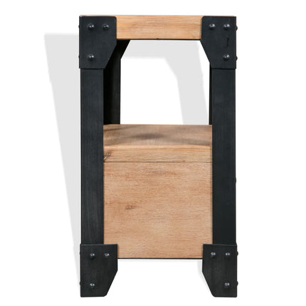 Table De Chevet Bois D'acacia Acier 40 X 30 X 54 Cm