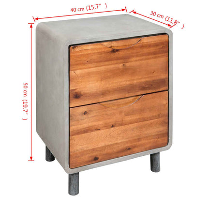 Table De Chevet Bois D'acacia Massif 40 X 30 X 50 Cm