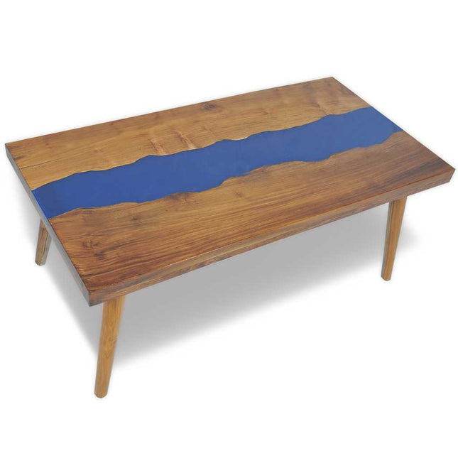Table Basse Teck Résine 100X50X40 Cm
