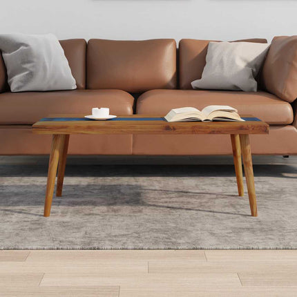 Table Basse Teck Résine 100X50X40 Cm