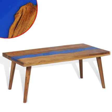 Table Basse Teck Résine 100X50X40 Cm