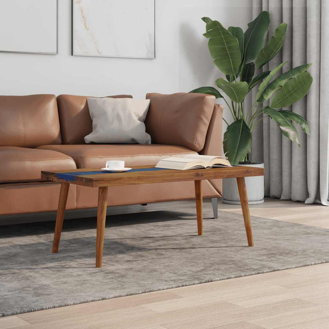 Table Basse Teck Résine 100X50X40 Cm