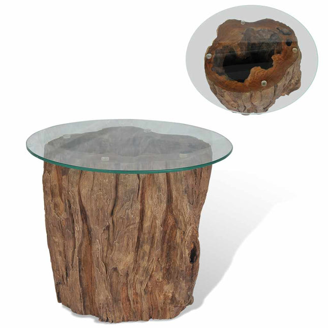 Table Basse Teck Verre 50X40 Cm
