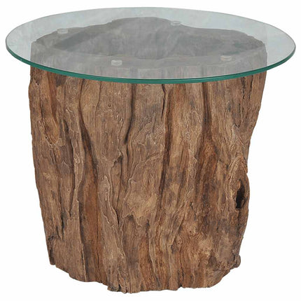 Table Basse Teck Verre 50X40 Cm