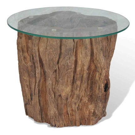 Table Basse Teck Verre 50X40 Cm