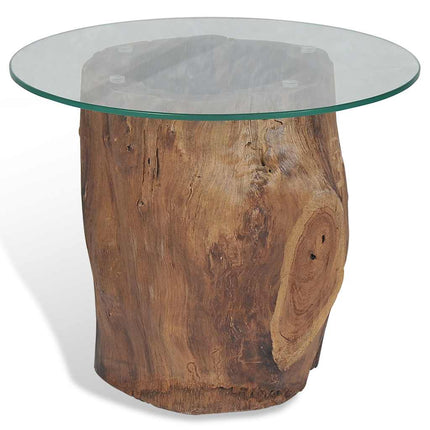 Table Basse Teck Verre 50X40 Cm