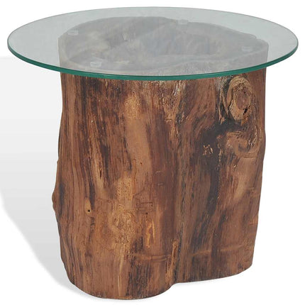 Table Basse Teck Verre 50X40 Cm