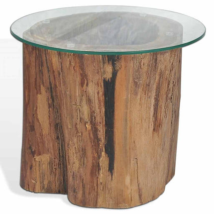Table Basse Teck Verre 50X40 Cm