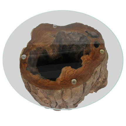 Table Basse Teck Verre 50X40 Cm