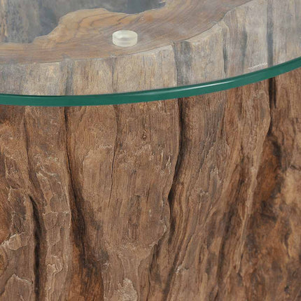 Table Basse Teck Verre 50X40 Cm