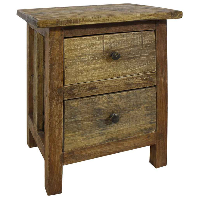 Table De Chevet Bois Massif D'acajou 40X30X51 Cm Gris
