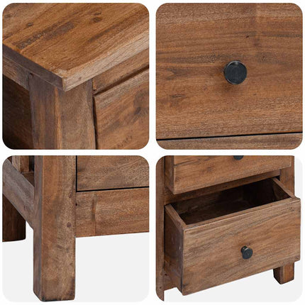 Table De Chevet Bois Massif D'acajou 40X30X51 Cm Gris