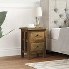 Table De Chevet Bois Massif D'acajou 40X30X51 Cm Gris