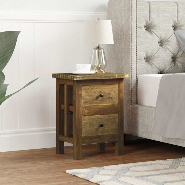 Table De Chevet Bois Massif D'acajou 40X30X51 Cm Gris