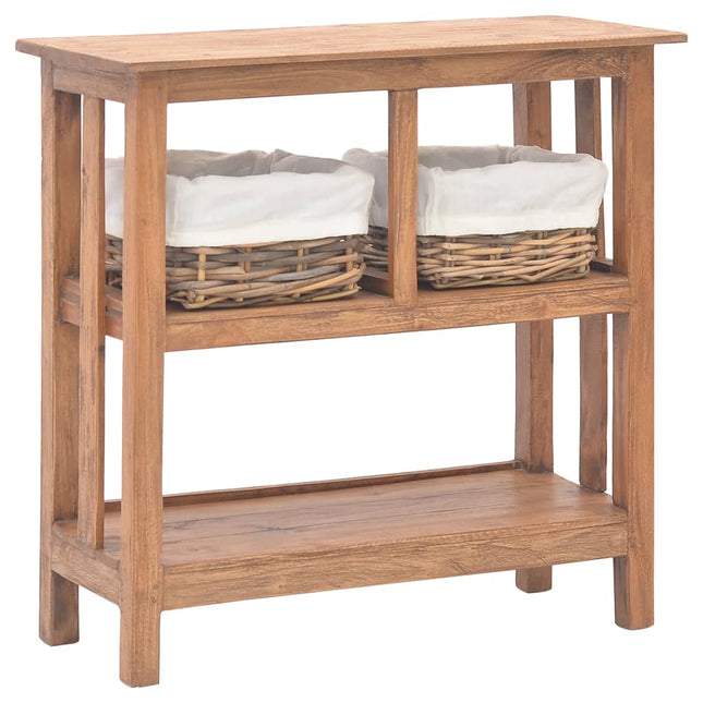 Table Console Bois D'acajou Massif 69X28X70 Cm Gris