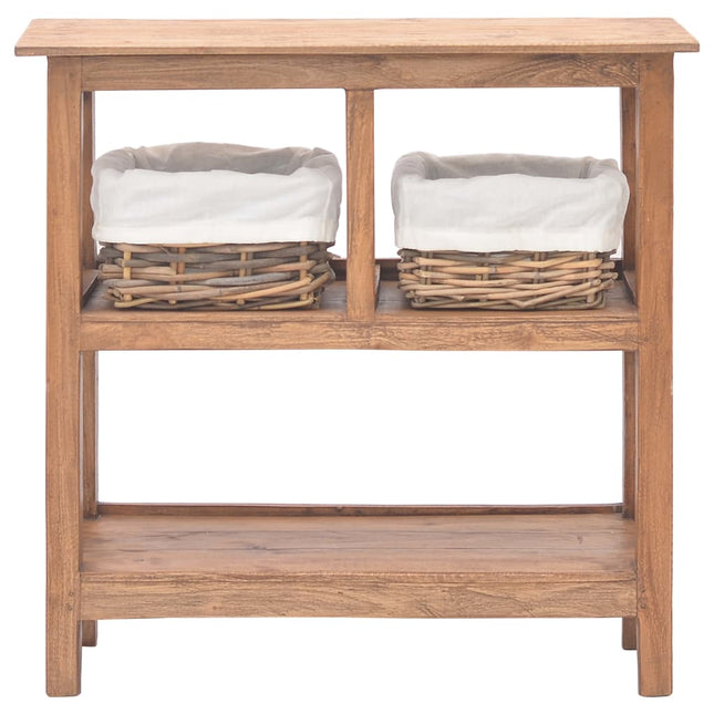 Table Console Bois D'acajou Massif 69X28X70 Cm Gris