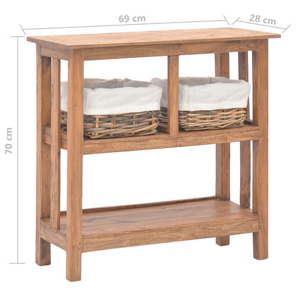 Table Console Bois D'acajou Massif 69X28X70 Cm Gris