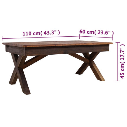 Table Basse Bois De Récupération Mélangé 110X60X45 Cm Gris