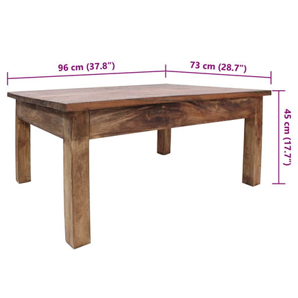 Table Basse Bois D'acajou Massif 96X73X45 Cm Gris