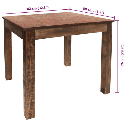 Table À Manger Bois De Récupération Mélangé 82X80X76 Cm Gris