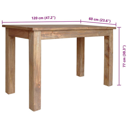 Table À Manger Bois D'acajou Massif 120X60X77 Cm Gris