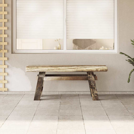 Banc Bois De Récupération Mélangé Et Teck Massif 100X28X43 Cm Gris