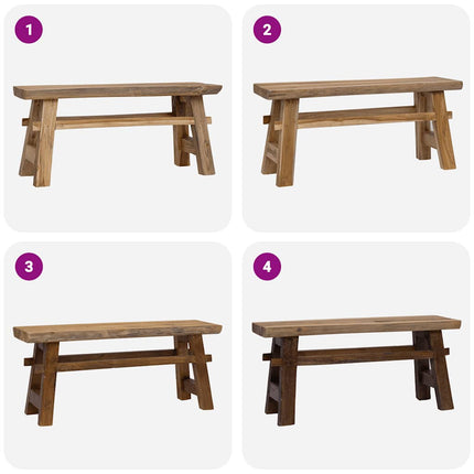 Banc Bois De Récupération Mélangé Et Teck Massif 100X28X43 Cm Gris