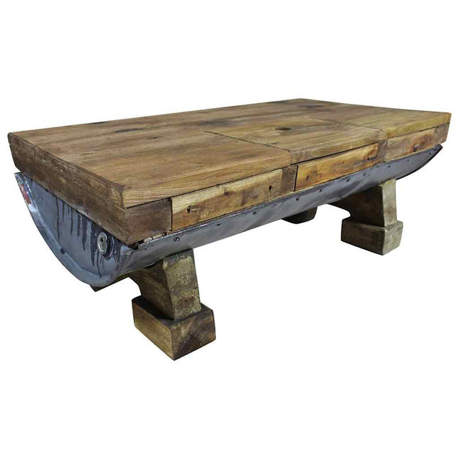 Table Basse Bois De Récupération Mélangé 90X50X35 Cm Gris