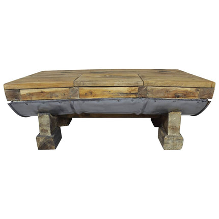 Table Basse Bois De Récupération Mélangé 90X50X35 Cm Gris
