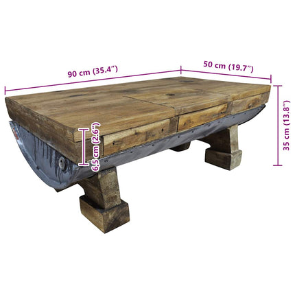 Table Basse Bois De Récupération Mélangé 90X50X35 Cm Gris